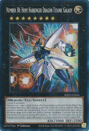 Number 38: Hope Harbinger Dragon Titanic Galaxy  [RA02-EN036] Prismatic Collector's Rare 1st Edition