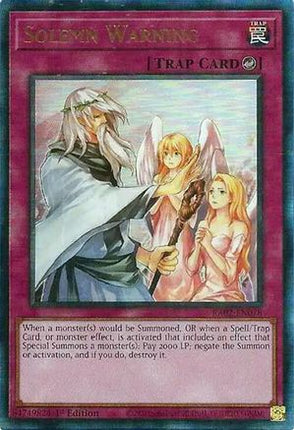 Solemn Warning (PUR) (Prismatic Ultimate Rare) [RA02-EN078] 1st Edition