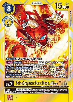 ShineGreymon: Burst Mode ACE [BT17-041] [Secret Crisis] Foil