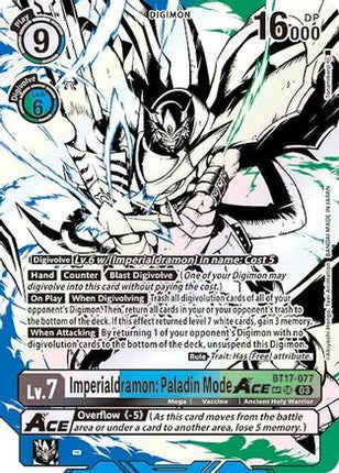 Imperialdramon: Paladin Mode ACE (Textured) [BT17-077] [Secret Crisis] Foil