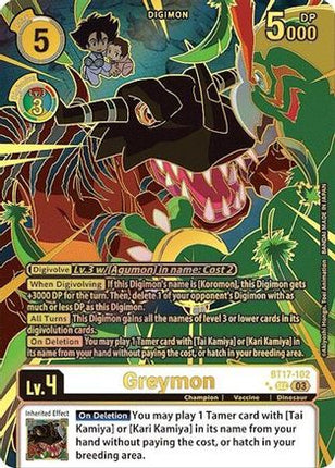 Greymon (Left) (Textured) [BT17-102] [Secret Crisis] Foil