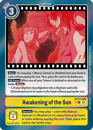 Awakening of the Sun (Secret Crisis: Movie Memorial Pack) [BT17-099] [Secret Crisis] Foil