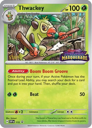 Thwackey - 115 (Prerelease) [Staff] - 115/null [SV: Scarlet & Violet Promo Cards] Holofoil