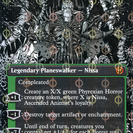 Nissa, Ascended Animist (Showcase) (Borderless) [Phyrexia: All Will Be One] Step-and-Compleat Foil