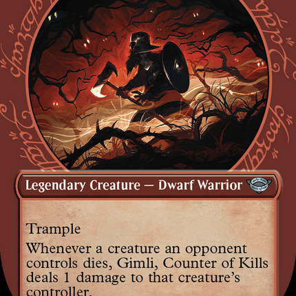 Gimli, Counter of Kills (Showcase) (Borderless) [The Lord of the Rings: Tales of Middle-earth] Surge Foil