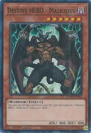 Destiny HERO - Malicious [RA03-EN001] Super Rare 1st Edition