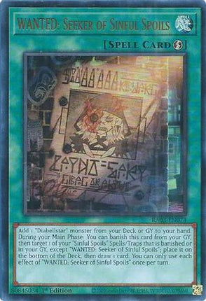 WANTED: Seeker of Sinful Spoils  [RA03-EN074] Ultra Rare 1st Edition