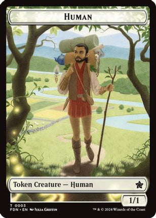 Human // Knight Double-Sided Token [Foundations] Foil