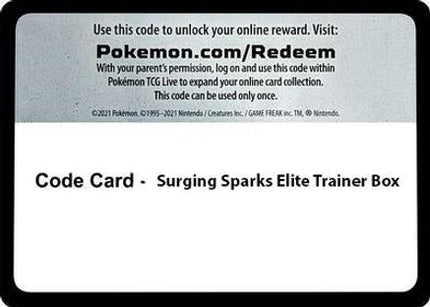 Code Card - Surging Spark Elite Trainer Box - null/191 [SV08: Surging Sparks]
