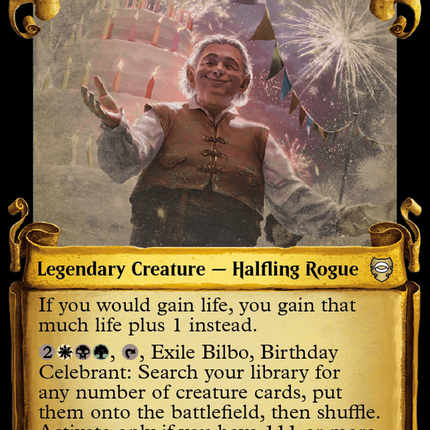 Bilbo, Birthday Celebrant (Showcase) [Tales of Middle-earth Commander]