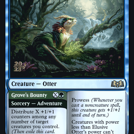 Elusive Otter // Grove's Bounty [Wilds of Eldraine Promos] Prerelease Foil
