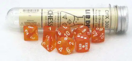Borealis Blood Orange/White Polyhedral 7-Dice Set
