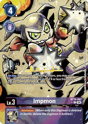 Impmon - BT19-067 (Alternate Art) [BT19-067] [Release Special Booster 2.5] Foil