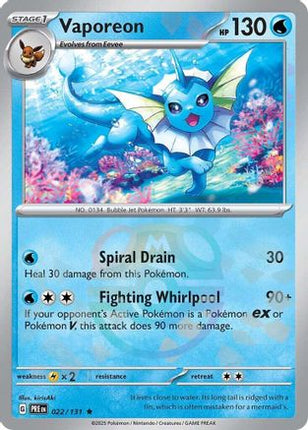 Vaporeon (Master Ball Pattern) - 22/null [SV: Prismatic Evolutions] Holofoil