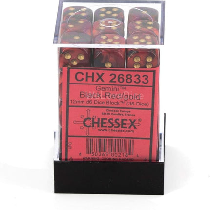 Chessex Gemini Translucent Red-Yellow/Gold 12mm D6 Dice Block