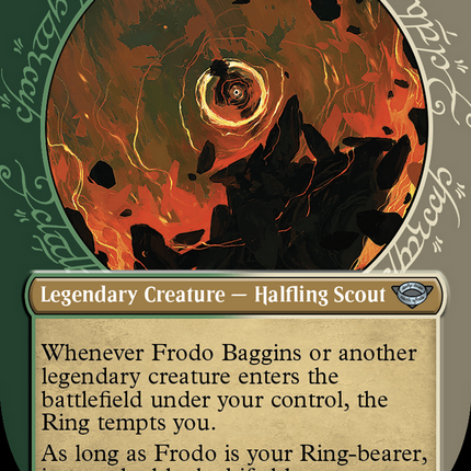 Frodo Baggins (Showcase) (Borderless) [The Lord of the Rings: Tales of Middle-earth] Surge Foil