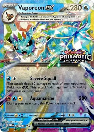 Vaporeon ex - 023/131 (Prismatic Evolutions Stamp) [Miscellaneous Cards & Products] Holofoil