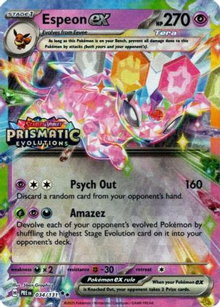 Espeon ex - 034/131 (Prismatic Evolutions Stamp) [Miscellaneous Cards & Products] Holofoil