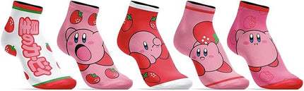 Kirby Strawberries 5 Pack Womens Juniors Ankle Socks