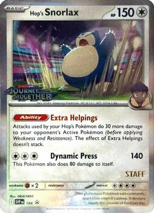 Hop's Snorlax - 184 (Prerelease) [Staff] - 184/null [SV: Scarlet & Violet Promo Cards] Holofoil