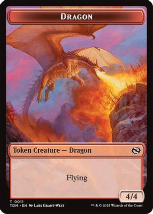 Dragon (0011) // Warrior Double-Sided Token [Tarkir: Dragonstorm] Foil