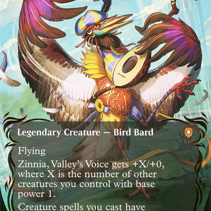 Zinnia, Valley's Voice (Borderless) [Bloomburrow Commander] Raised Foil