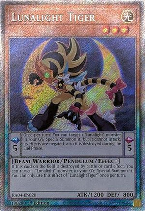 Lunalight Tiger  [RA04-EN020] Platinum Secret Rare 1st Edition