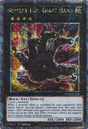 Number 106: Giant Hand  [RA04-EN066] Quarter Century Secret Rare 1st Edition