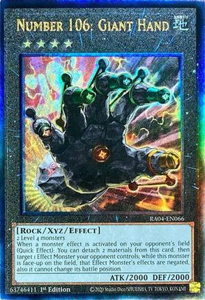 Number 106: Giant Hand  [RA04-EN066] Ultimate Rare 1st Edition