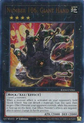 Number 106: Giant Hand  [RA04-EN066] Ultra Rare 1st Edition