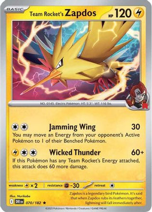 Team Rocket's Zapdos (70) [SV10: Destined Rivals] Holofoil