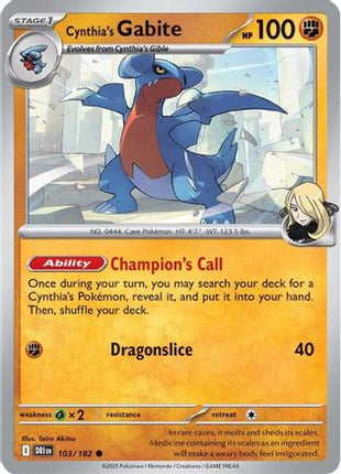 Cynthia's Gabite (103) [SV10: Destined Rivals] Reverse Holofoil