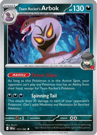 Team Rocket's Arbok (113) [SV10: Destined Rivals]