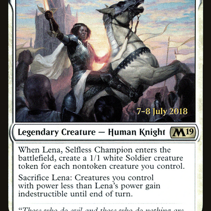 Lena, Selfless Champion [Core Set 2019 Promos] Prerelease Foil