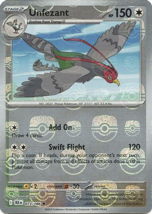 Unfezant (Master Ball Pattern) - 73/086 [SV: Black Bolt] Holofoil