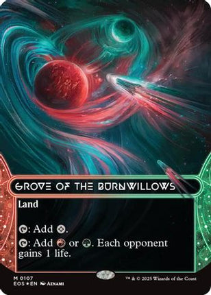 Grove of the Burnwillows (0107) (Borderless) (Galaxy Foil) [Edge of Eternities: Stellar Sights] Foil