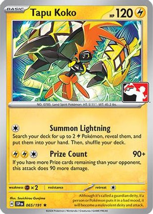 Tapu Koko 065- Prize Pack Series Cards