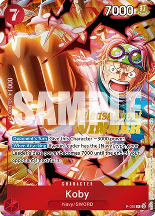Koby (OP12 Release Event Winner) (P-092) - One Piece Promotion Cards Foil