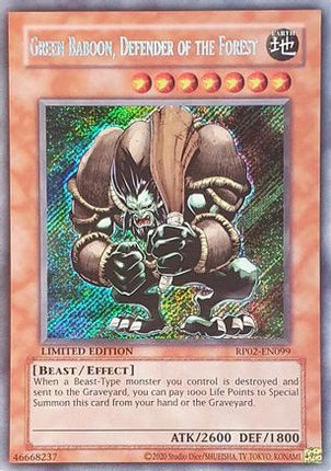 Green Baboon, Defender of the Forest (Secret Rare) [RP02-EN099] Limited