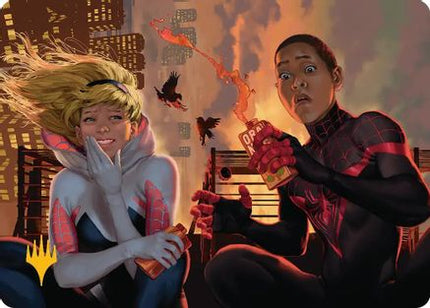 Heroes' Hangout Art Card (Gold-Stamped Planeswalker Symbol) [Art Series: Marvel's Spider-Man]