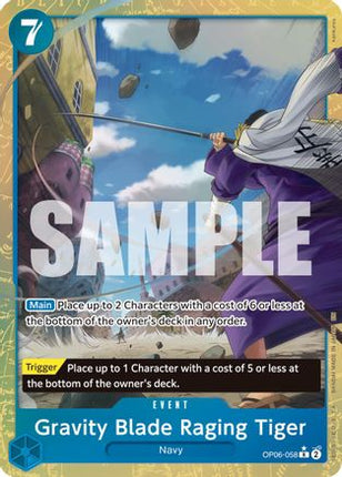 Gravity Blade Raging Tiger (Alternate Art) (OP06-058) - Premium Booster -The Best- Vol. 2 Foil