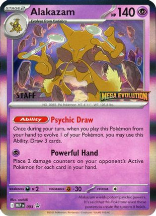 Alakazam - 003 (Staff) - 3/null [ME: Mega Evolution Promo] Holofoil