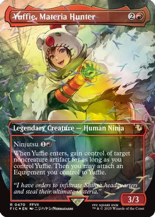 Yuffie, Materia Hunter (Borderless) (Chocobo Track Foil) [Commander: FINAL FANTASY] Foil