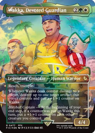 Wakka, Devoted Guardian (Borderless) (Chocobo Track Foil) [Commander: FINAL FANTASY] Foil