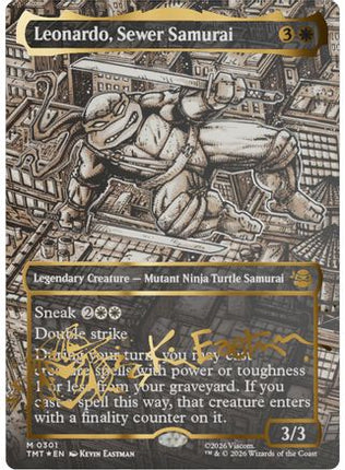 Leonardo, Sewer Samurai (Borderless) (Gold-Stamped Signature) [Teenage Mutant Ninja Turtles] Foil