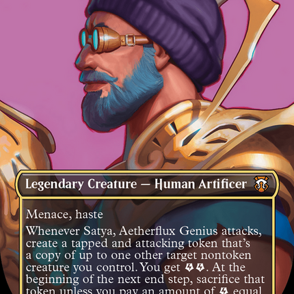 Satya, Aetherflux Genius (Showcase) (Borderless) [Modern Horizons 3 Commander] Foil