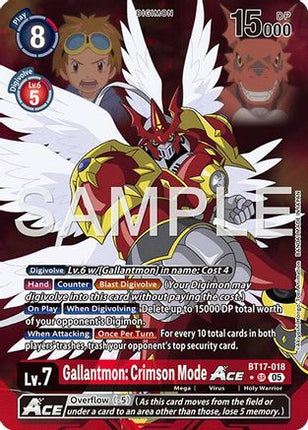 Gallantmon: Crimson Mode ACE (Alternate Art) [BT17-018] [Advanced Booster Digimon Generation] Foil