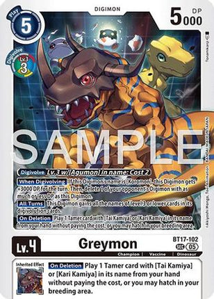 Greymon - BT17-102 (Reprint) [BT17-102] [Advanced Booster Digimon Generation] Foil