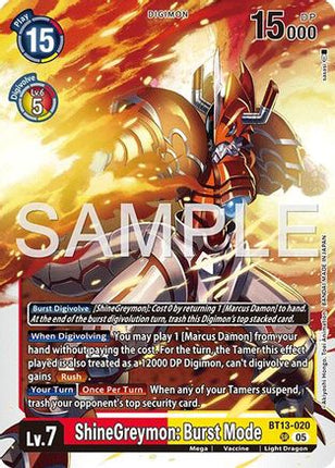 ShineGreymon: Burst Mode (Reprint) [BT13-020] [Advanced Booster Digimon Generation] Foil