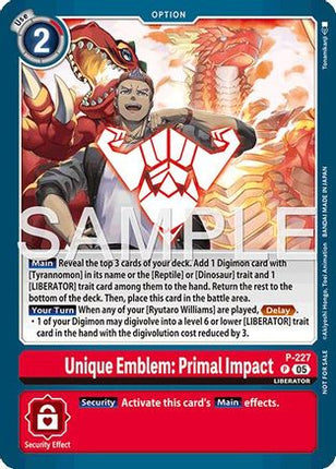Unique Emblem: Primal Impact (Dawn of Liberator Box Topper) [P] [Digimon Promotion Cards] Foil